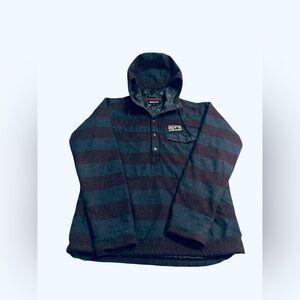 Patagonia Mens Small Reclaimed Wool 1/4 Snap-T Pullover Hoody Striped Insulated